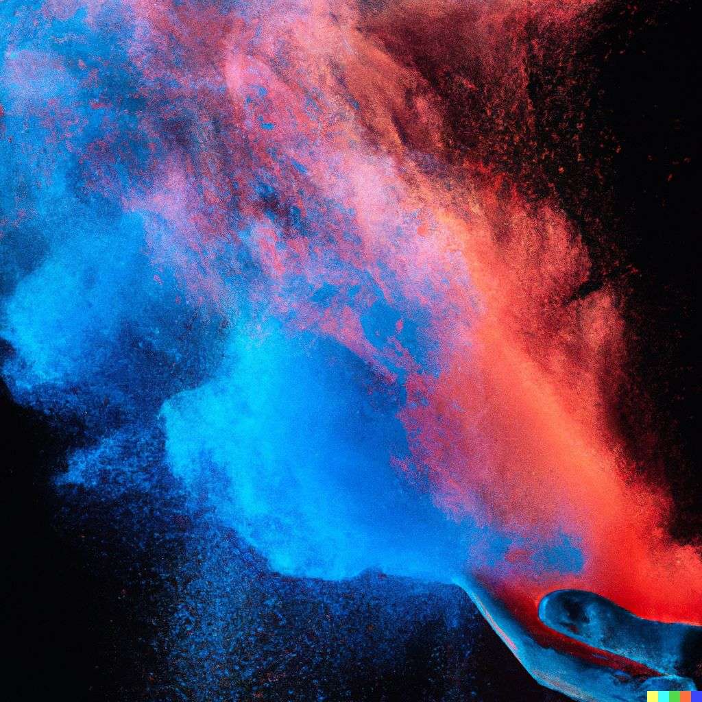 a representation of anxiety, made from a burst of colored powder, digital art